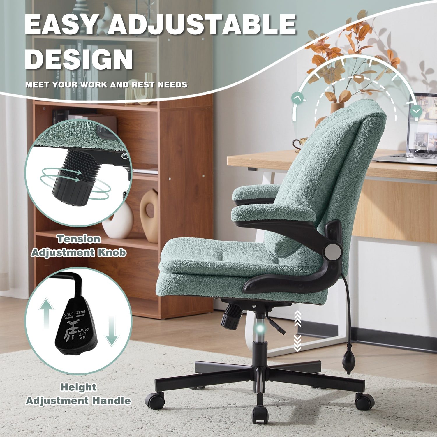 Ergonomic Office Chair With Airbag Lumbar Support And Flip Armrests_voghion.com